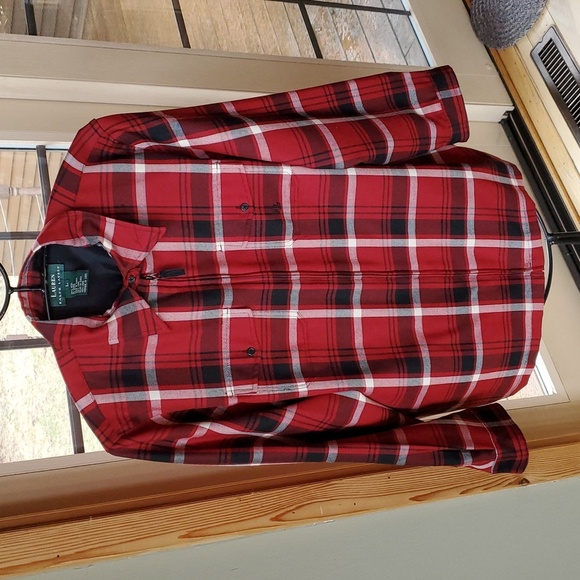 Lauren Ralph Lauren 100% Wool Red Plaid Full Zip Sz. L Jacket with Pockets - Picture 3 of 12